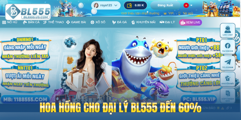 hồng cho đại Lý BL555 đến 60%
